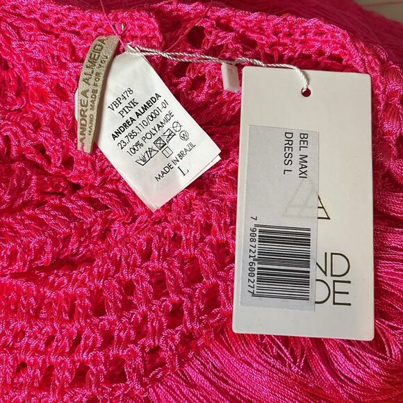 ANDREA ALMEIDA Bel Crochet Fringe Tiered Pink Maxi Dress Size XS/S - Picture 15 of 15